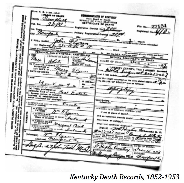 1927 John J Flynn Death Certificate